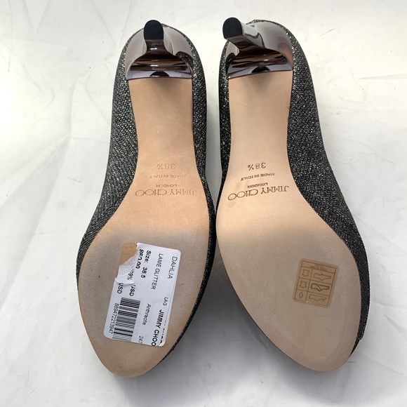 New Jimmy Choo Dahlia Grey Lame Peep Toe 38.5 - Picture 8 of 8